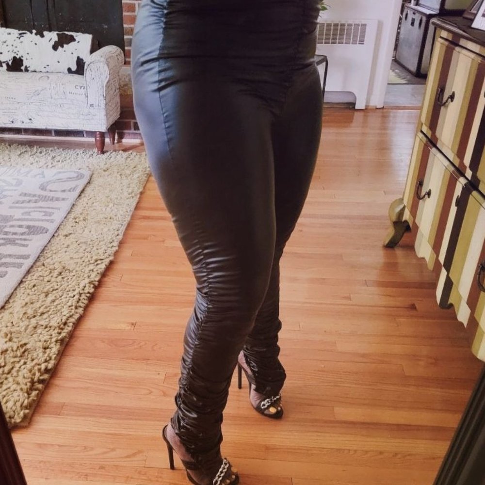 FN CRUNCH FAUX LEATHER PANTS